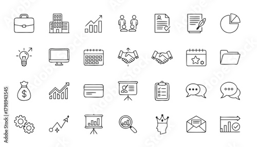 Business and Office Line Icon Set