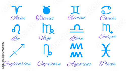 beautiful set of zodiac signs