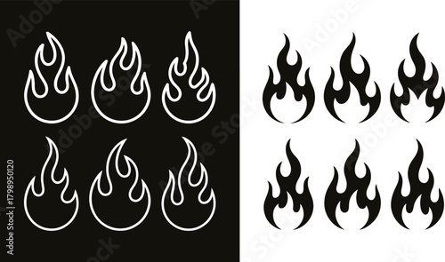 Flame icon set