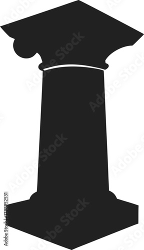 Black Silhouette of an Ionic Column

