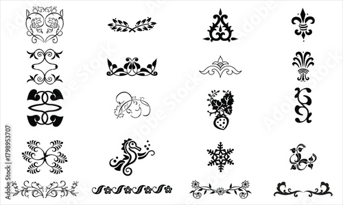 Brown Decorative Frame and Border Set Free Vector.