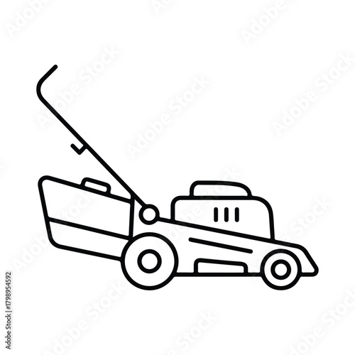 Lawn mower for grass cutting and garden maintenance isolated on