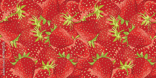 Cute strawberry doodle line overlapping seamless pattern background