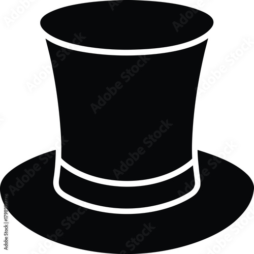 Black Top Hat Silhouette Icon

