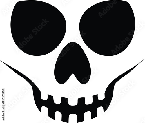 Cartoon Black Skull Face Halloween Graphic

