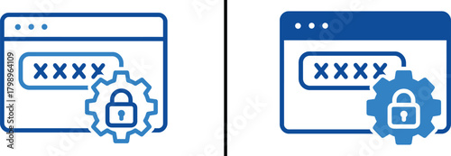 Secure Access Icon: A digital illustration of a password protected login with a lock icon, representing secure access and data protection.