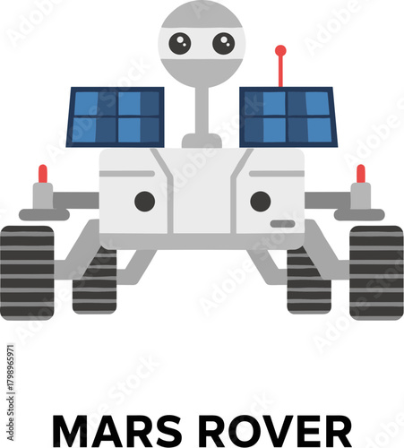 Flat Design Cute Mars Rover Cartoon Illustration Graphic Element
