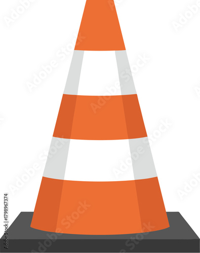 Simple Flat Isolated Orange Striped Road Safety Cone Construction Icon