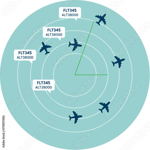 Clean Simple Radar Screen Plane Flight Data Indicator Illustration