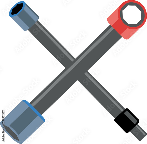 Flat Cross Lug Wrench Tool Icon For Automotive Repair and Maintenance