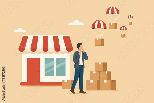 checking delivery order concept, send order packages concept, Businesspeople check package addresses before sending them to consumers concept vector illustration