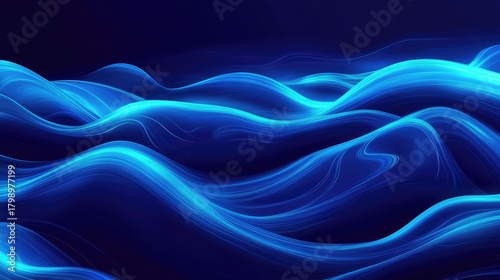 Wallpaper Mural Blue wavy lines forming abstract neon liquid energy flow Torontodigital.ca