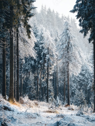 frozen winter forest with snow covered trees outdoor no logos no brands ar 34