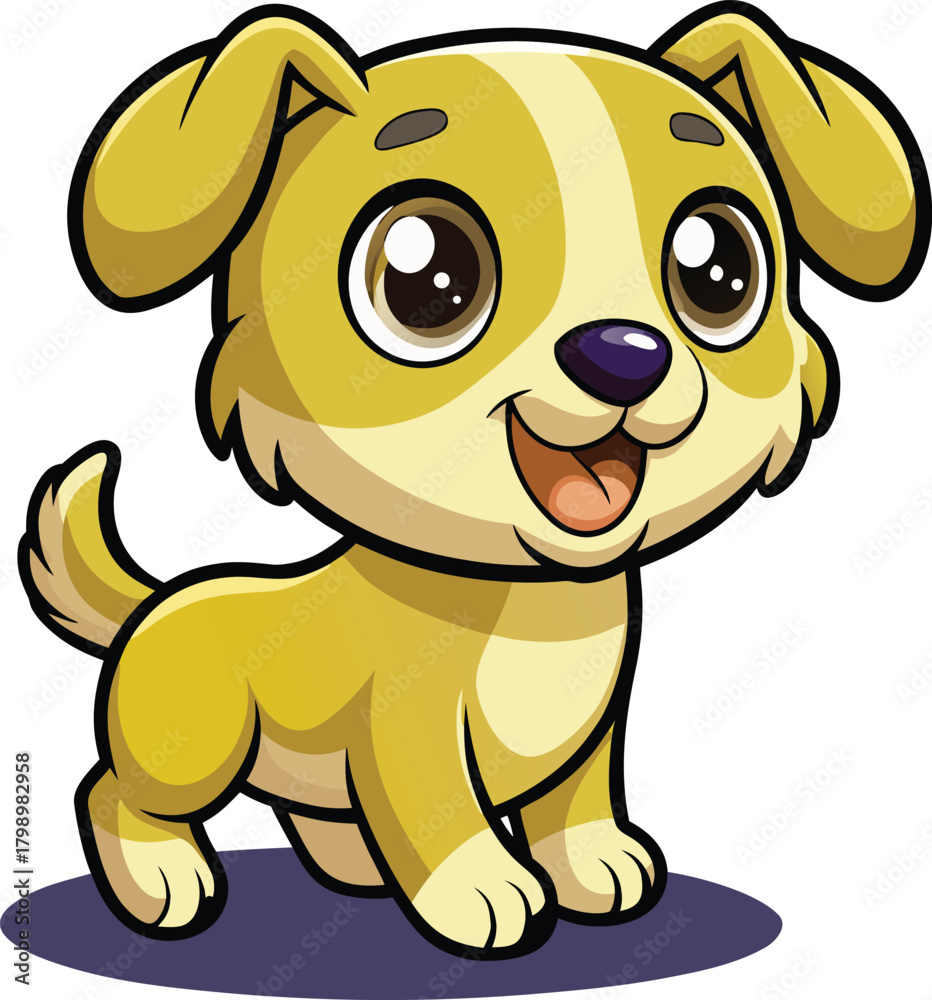 Obraz premium A funny illustration of a cute cartoon animal puppy dog and baby bear character with a big smile is a brown isolated vector drawing for children