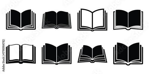 book open silhouette icon set. Transport symbol and Vector illustration.