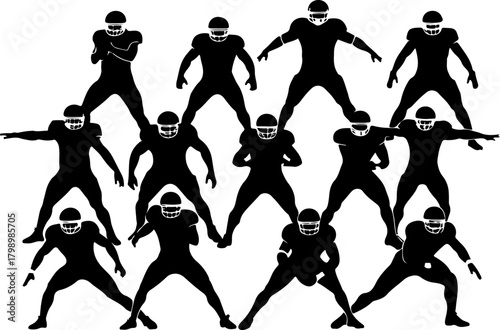 American Football Player Silhouettes Collection Bundle
