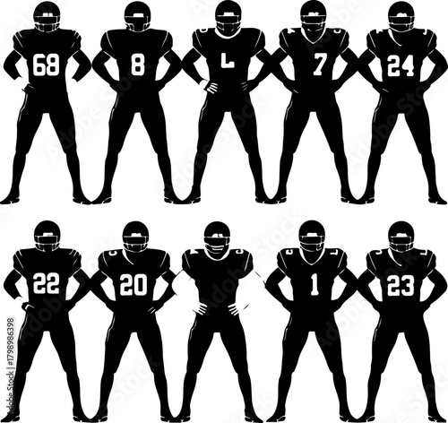 American Football Player Silhouettes Collection Bundle