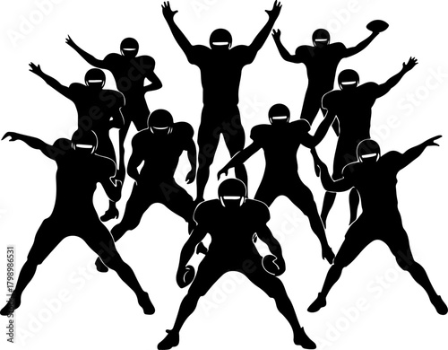 American Football Player Silhouettes Collection Bundle