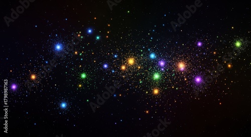 Wallpaper Mural A vibrant starry night sky with colorful stars and a few planets. Torontodigital.ca