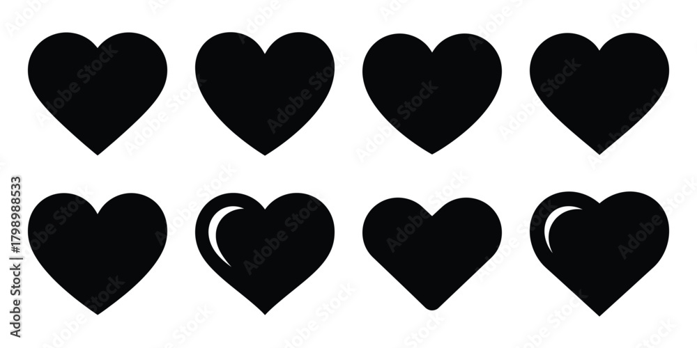 Foto heart shape silhouette icon set