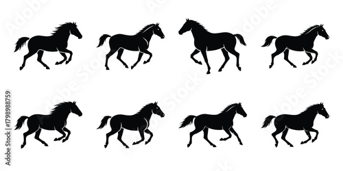 horse gallop silhouette icon set. Transport symbol and Vector illustration.