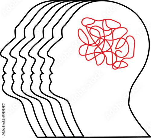 Tangled Mess of Thoughts Representing Mental Overload