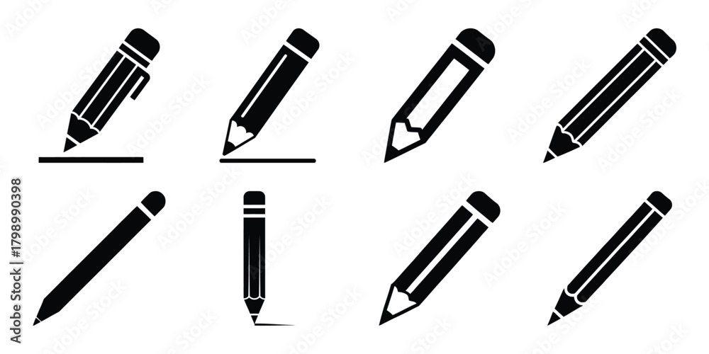 Fototapeta premium pencil write silhouette icon set. Transport symbol and Vector illustration.
