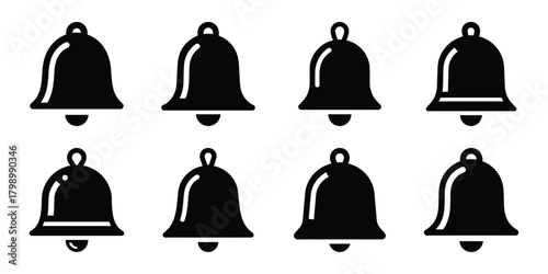 notification bell silhouette icon set. Transport symbol and Vector illustration.