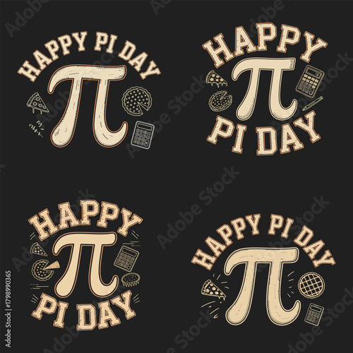 Happy Pi Day Text With Pi Symbol Pizza Calculator And Pie Keywords: happy pi day, pi day, pi