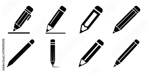 pencil write silhouette icon set. Transport symbol and Vector illustration.
