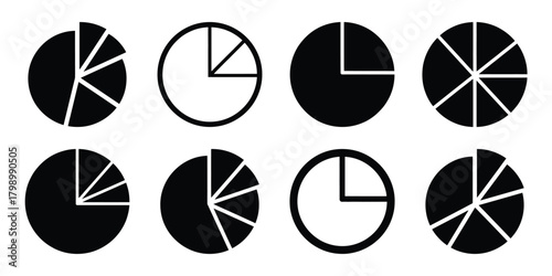 pie chart silhouette icon set. Transport symbol and Vector illustration.