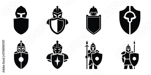 shield guard silhouette icon set. Transport symbol and Vector illustration.