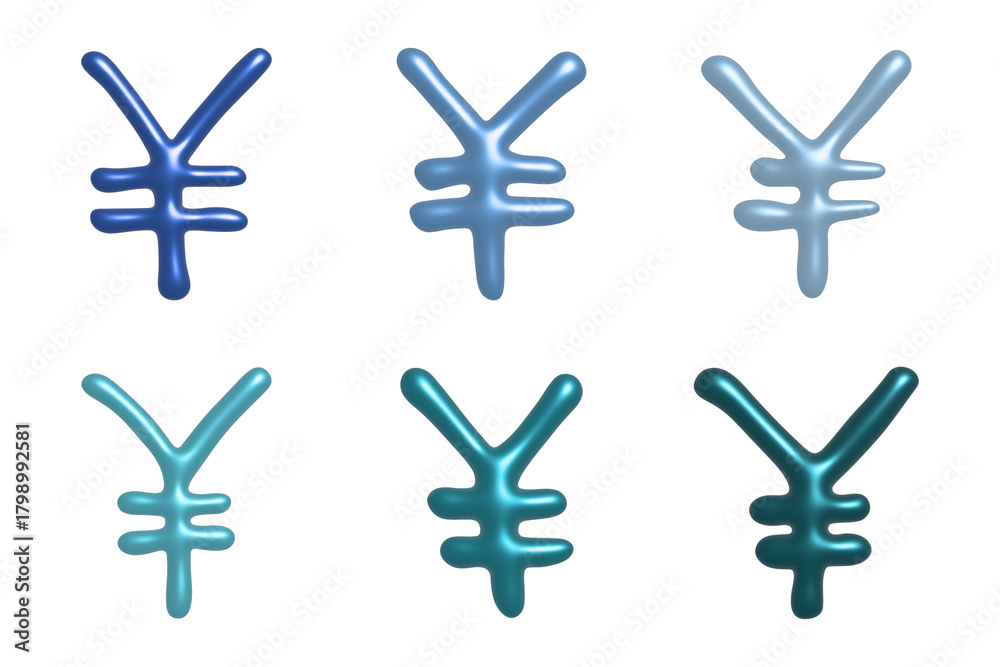 Obraz premium Set of 3d yen currency symbol Elements for design