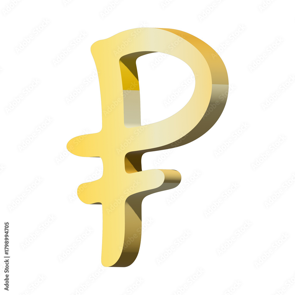 Obraz premium 3d russian ruble currency symbol. Single element for design