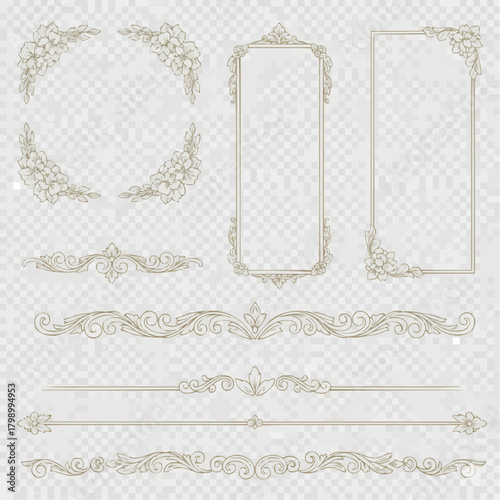 高級感ある枠や装飾のセット