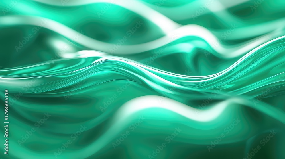 Naklejka premium Flowing abstract liquid waves forming a green background