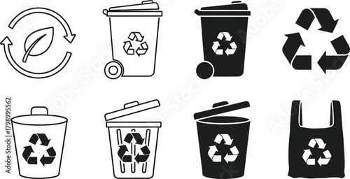 recycle bin icon set