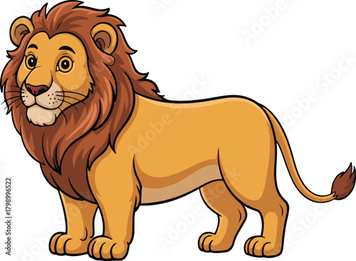 A cartoon illustration of a lion