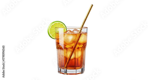 Cocktail with golden straw