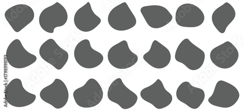 Blob shape organic, vector illustration set. Collection from abstract forms for design and paint. Liquid silhouette drop in modern style. Basic stains isolated elements on white background