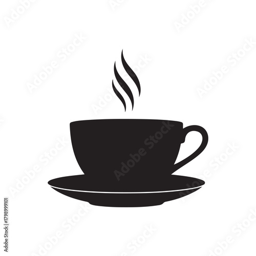 Teacup silhouette vector flat illustration design on white background