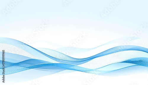 Soft azure waves flow across a gradient white background creating a sense of calm and serenity