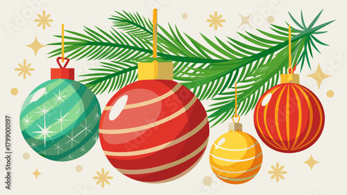 Christmas ornament with fir branch vector
