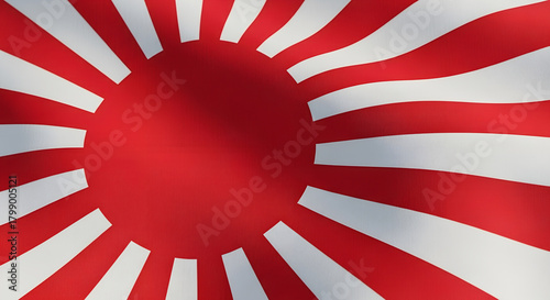 Japanese flag with red sun and rays in white background  