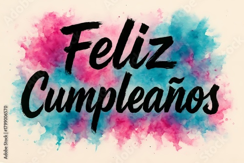 feliz cumpleanos watercolor print