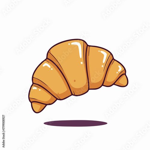 Illustration of a golden baked croissant pastry