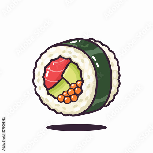 Fresh Sushi Roll Ingredient Food Illustration