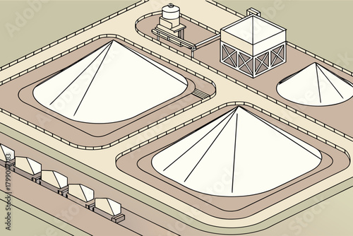 Aerial view of a salt mining pit, ideal for energy, extraction, or industrial-themed promotions