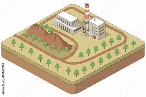 Aerial view of a reclaimed mining site, ideal for energy, extraction, or industrial-themed promotions