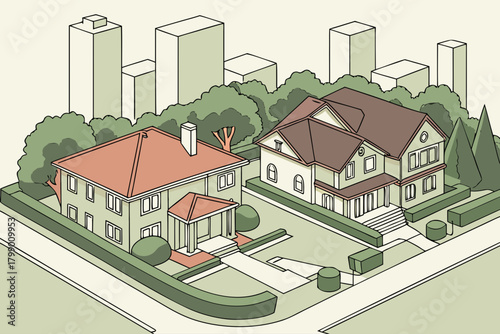 Aerial view of mixed urban and suburban homes in Los Angeles, ideal for real estate or city lifestyle ads